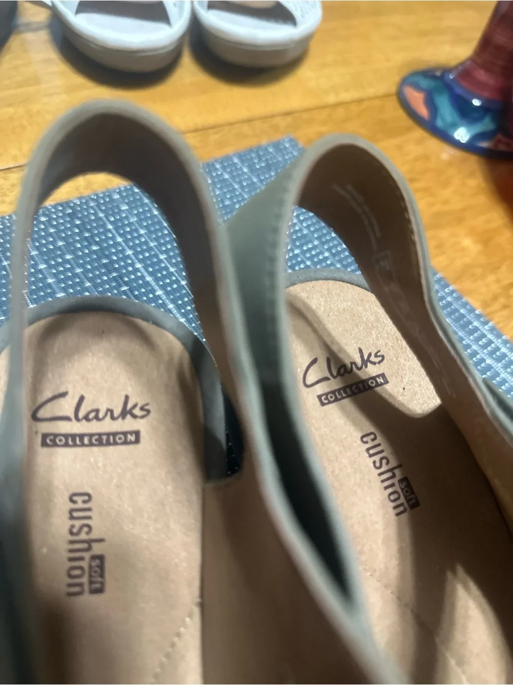 Clarks Olive Green Triple-Strap Comfort Sandals